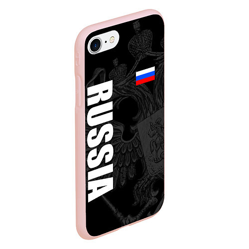 Чехол iPhone 7/8 матовый RUSSIA - BLACK EDITION / 3D-Светло-розовый – фото 2