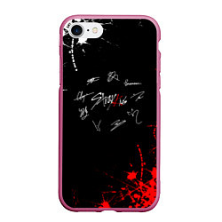Чехол iPhone 7/8 матовый Stray kids Автографы, цвет: 3D-малиновый