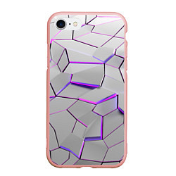 Чехол iPhone 7/8 матовый 3д плиты - белый неон, цвет: 3D-светло-розовый