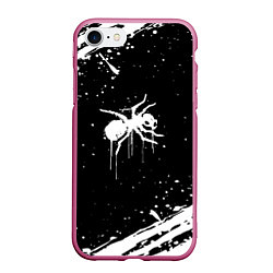 Чехол iPhone 7/8 матовый The prodigy - паук, цвет: 3D-малиновый