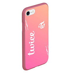 Чехол iPhone 7/8 матовый Twice - название и лого группы под Градиент, цвет: 3D-малиновый — фото 2