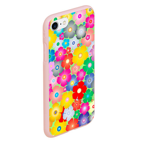 Чехол iPhone 7/8 матовый Цветочки фон / 3D-Светло-розовый – фото 2