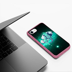 Чехол iPhone 7/8 матовый 2 слоника, цвет: 3D-малиновый — фото 2