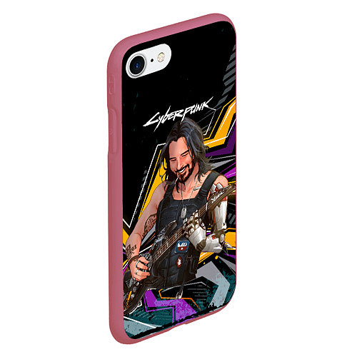 Чехол iPhone 7/8 матовый Johnny гитарист cyberpunk2077 / 3D-Малиновый – фото 2