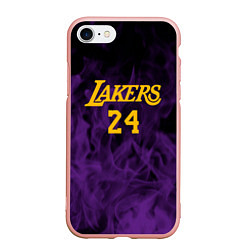 Чехол iPhone 7/8 матовый Lakers 24 фиолетовое пламя, цвет: 3D-светло-розовый
