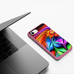 Чехол iPhone 7/8 матовый Красочный абстрактный цветочный паттерн Color abst, цвет: 3D-малиновый — фото 2