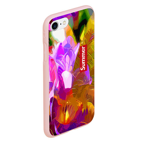 Чехол iPhone 7/8 матовый Красочный цветочный узор Лето Colorful Floral Patt / 3D-Светло-розовый – фото 2