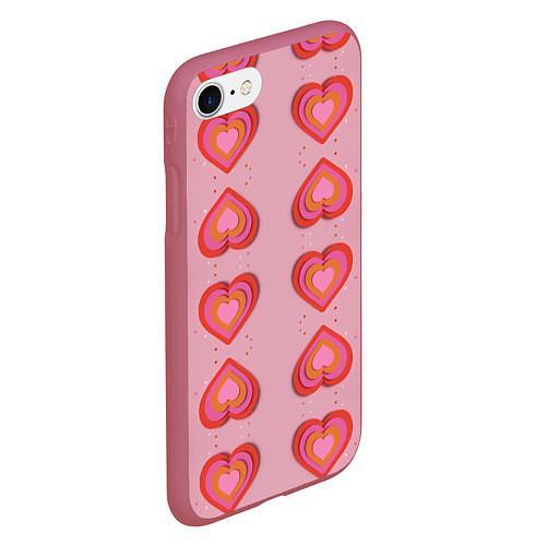 Чехол iPhone 7/8 матовый Сердечки перевернутые / 3D-Малиновый – фото 2