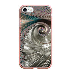 Чехол iPhone 7/8 матовый Fractal pattern Spiral Серебристый фрактал спираль, цвет: 3D-светло-розовый