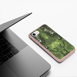 Чехол iPhone 7/8 матовый Абстрактный,графический рисунок зеленого цвета, цвет: 3D-светло-розовый — фото 2