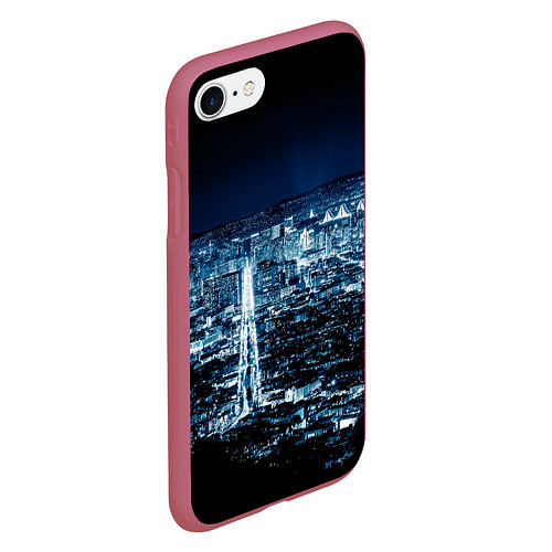 Чехол iPhone 7/8 матовый Ночной город night city / 3D-Малиновый – фото 2