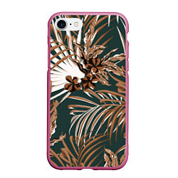 Чехол iPhone 7/8 матовый Цветы Приглушённые Тропики, цвет: 3D-малиновый