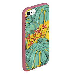 Чехол iPhone 7/8 матовый Цветы В Джунглях, цвет: 3D-малиновый — фото 2