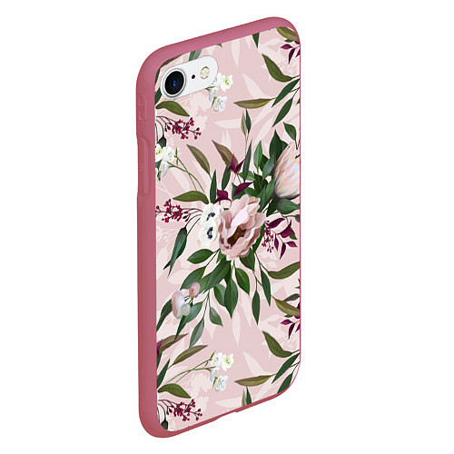 Чехол iPhone 7/8 матовый Цветы Букет Из Протей / 3D-Малиновый – фото 2