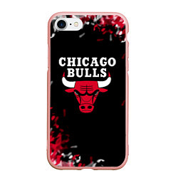 Чехол iPhone 7/8 матовый Чикаго Буллз Chicago Bulls Огонь, цвет: 3D-светло-розовый