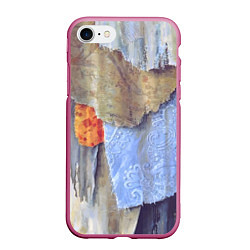 Чехол iPhone 7/8 матовый Разноцветные лоскуты ткани тряпка Rags hanging on, цвет: 3D-малиновый