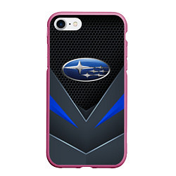 Чехол iPhone 7/8 матовый Спортивная броня Subaru, цвет: 3D-малиновый