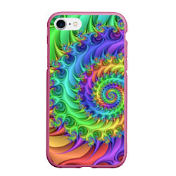 Чехол iPhone 7/8 матовый Красочная фрактальная спираль Узор Colorful fracta