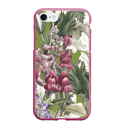 Чехол iPhone 7/8 матовый Цветы Ностальгический Весенний Узор, цвет: 3D-малиновый