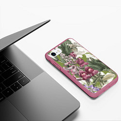 Чехол iPhone 7/8 матовый Цветы Ностальгический Весенний Узор, цвет: 3D-малиновый — фото 2