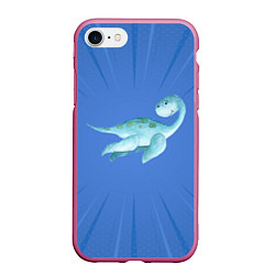Чехол iPhone 7/8 матовый Плавающий динозаврик, цвет: 3D-малиновый