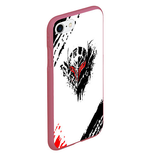 Чехол iPhone 7/8 матовый Берсерк berserk ЧЁРНАЯ МАСКА / 3D-Малиновый – фото 2