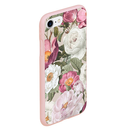 Чехол iPhone 7/8 матовый Цветы Розовый Сад Пион и Роз / 3D-Светло-розовый – фото 2