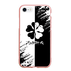 Чехол iPhone 7/8 матовый Чёрный клевер черное белое текстура