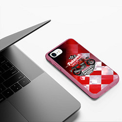 Чехол iPhone 7/8 матовый MotoSport - Мото, цвет: 3D-малиновый — фото 2