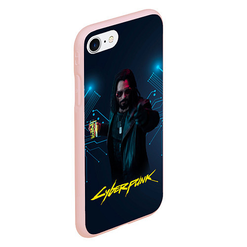 Чехол iPhone 7/8 матовый Johnny Cyberpunk2077 / 3D-Светло-розовый – фото 2