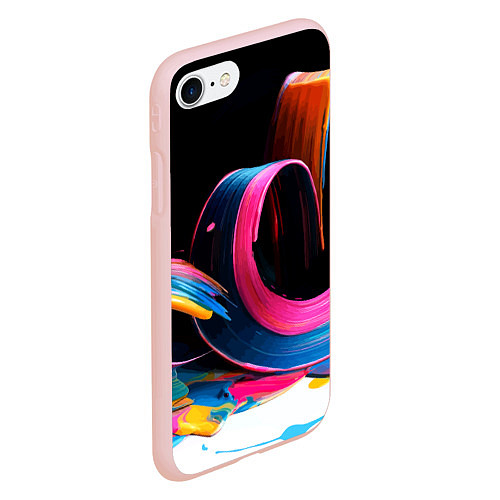 Чехол iPhone 7/8 матовый Разноцветный мазки краски Абстракция Multicolored / 3D-Светло-розовый – фото 2