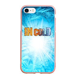 Чехол iPhone 7/8 матовый IN COLD horizontal logo with blue ice, цвет: 3D-светло-розовый