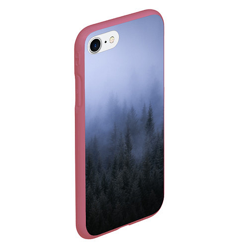 Чехол iPhone 7/8 матовый Лес в ночи / 3D-Малиновый – фото 2