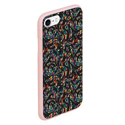 Чехол iPhone 7/8 матовый Разноцветная абстракция Black, цвет: 3D-светло-розовый — фото 2