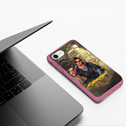 Чехол iPhone 7/8 матовый Джонни киберпанк, цвет: 3D-малиновый — фото 2
