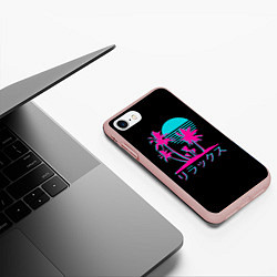 Чехол iPhone 7/8 матовый Неоновые пальмы Иероглифы Neon Palm Tree, цвет: 3D-светло-розовый — фото 2