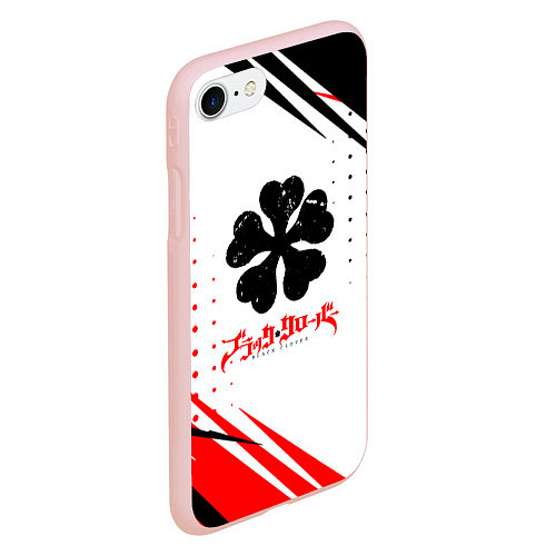 Чехол iPhone 7/8 матовый Чёрный клевер черная красная текстура / 3D-Светло-розовый – фото 2