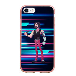Чехол iPhone 7/8 матовый Johnny Джонни Cyberpunk, цвет: 3D-светло-розовый