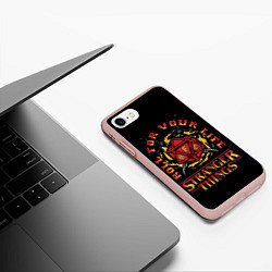Чехол iPhone 7/8 матовый HFC STRANGER THINGS, цвет: 3D-светло-розовый — фото 2