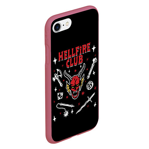 Чехол iPhone 7/8 матовый HELLFIRE CLUB STRANGER THINGS / 3D-Малиновый – фото 2