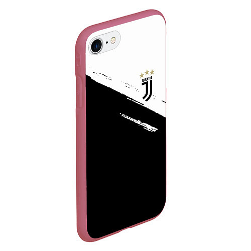 Чехол iPhone 7/8 матовый Juventus маленькое лого / 3D-Малиновый – фото 2