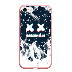 Чехол iPhone 7/8 матовый Marshmello белый огонь, цвет: 3D-баблгам