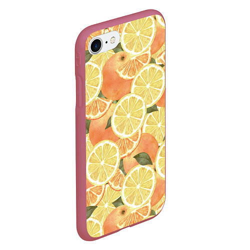 Чехол iPhone 7/8 матовый Летние Апельсины / 3D-Малиновый – фото 2