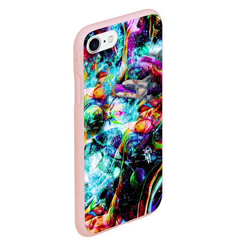 Чехол iPhone 7/8 матовый Красочный космос / 3D-Светло-розовый – фото 2