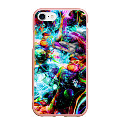 Чехол iPhone 7/8 матовый Красочный космос, цвет: 3D-светло-розовый