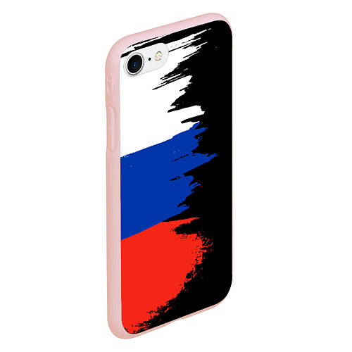 Чехол iPhone 7/8 матовый Российский триколор на темном фоне / 3D-Светло-розовый – фото 2