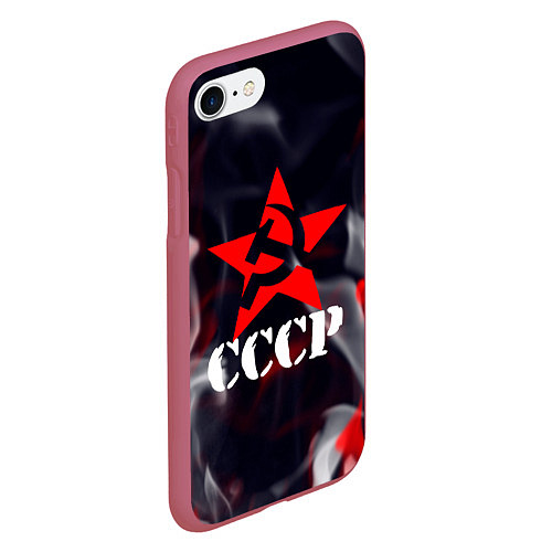 Чехол iPhone 7/8 матовый Ссср - серп и молот - звезда - пламя / 3D-Малиновый – фото 2