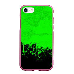 Чехол iPhone 7/8 матовый САЛАТОВЫЕ НЕОНОВЫЕ БРЫЗГИ КРАСКИ, цвет: 3D-малиновый