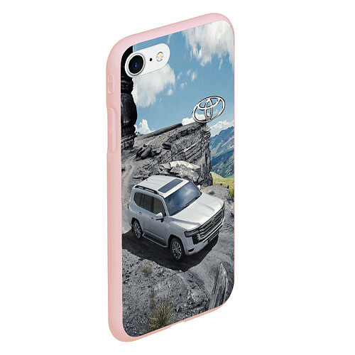 Чехол iPhone 7/8 матовый Toyota Land Cruiser 300 Горная дорога / 3D-Светло-розовый – фото 2
