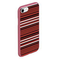 Чехол iPhone 7/8 матовый БОРДОВЫЙ В ПОЛОСКУ, цвет: 3D-малиновый — фото 2